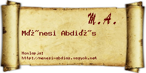 Ménesi Abdiás névjegykártya